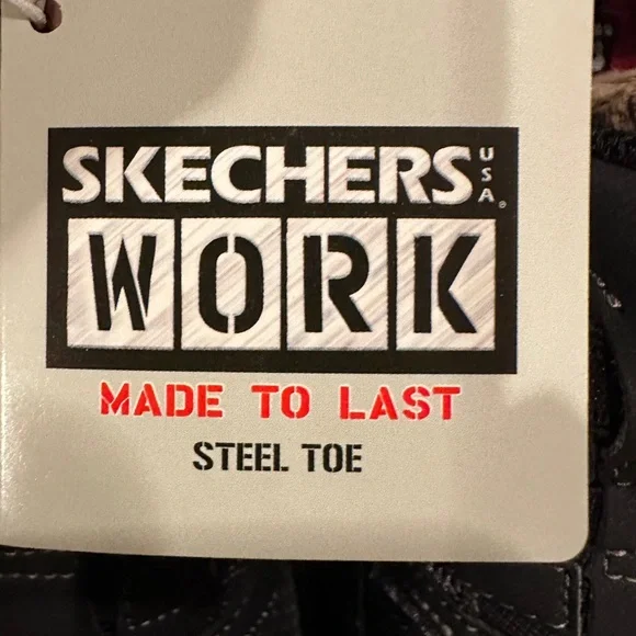 STEEl TOE Skechers Black Slip-On Shoes‎ Mens Sizes 7, 9, 11.5,13 NEW in Box